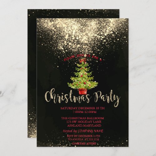 Christmas Tree Confetti Company Christmas Party Invitation