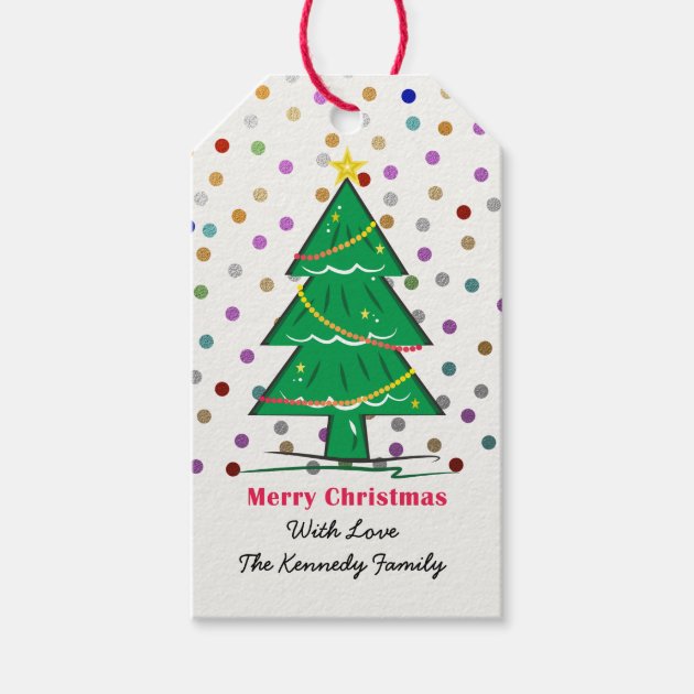 Christmas Tree Confetti Dots Christmas Holiday Gift Tags