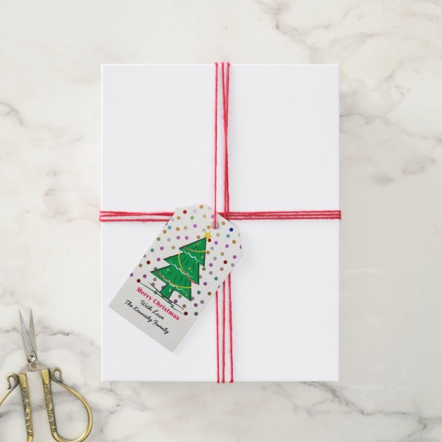 Christmas Tree Confetti Dots Christmas Holiday Gift Tags