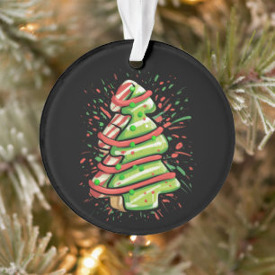 Christmas Tree Cookie Brushstroke Splatter Preppy  Ornament