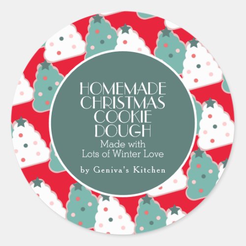 Christmas Tree Cookie Dough Homemade Mix Red Classic Round Sticker