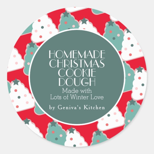 Christmas Tree Cookie Dough Homemade Mix Red Classic Round Sticker (Front)