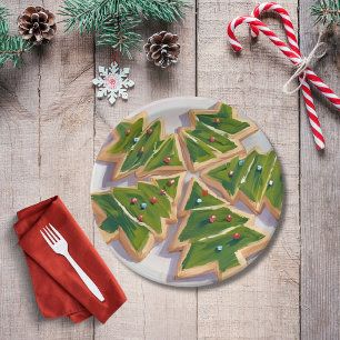 Christmas Tree Cookies Holiday Party Paper Plates