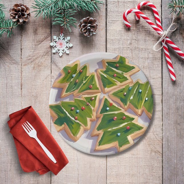 Christmas Tree Cookies Holiday Party Paper Plates (Creator Uploaded)