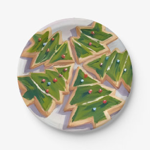 Christmas Tree Cookies Holiday Party Paper Plates