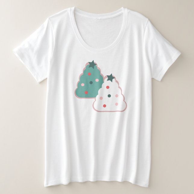 Christmas Tree Cookies Sprinkles Dots Plus Size T-Shirt (Design Front)