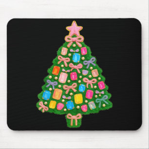 Christmas Tree Coquette Bow Crochet Xmas Pajamas H Mouse Pad