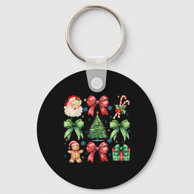 Christmas Tree Coquette Bow Santa Claus Candy  Keychain (Front)