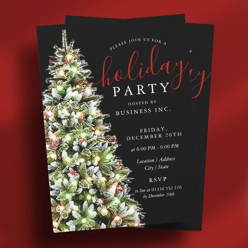 Christmas Tree Corporate Holiday Party Black  Invitation