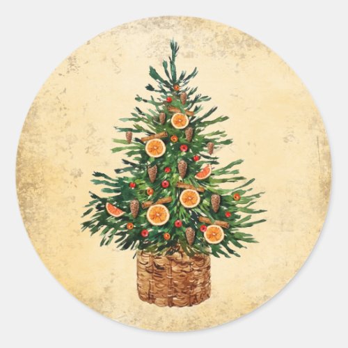 Christmas Tree Country Farmhouse Xmas Holiday Classic Round Sticker
