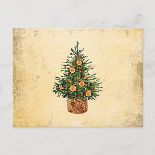 Christmas Tree Country Traditional Simple Greeting Holiday Postcard