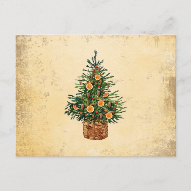Christmas Tree Country Traditional Simple Greeting Holiday Postcard (Front)