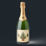 Christmas Tree Country Traditional Simple Sparkling Wine Label<br><div class="desc">Pretty country traditional Christmas tree with oranges and fruit decorations.  Faux distressed background.  Seasonal napkins.  This will be so pretty on your holiday table.</div>