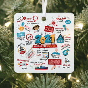 Christmas Tree Covid Vaccine Year Keepsake Metal Ornament