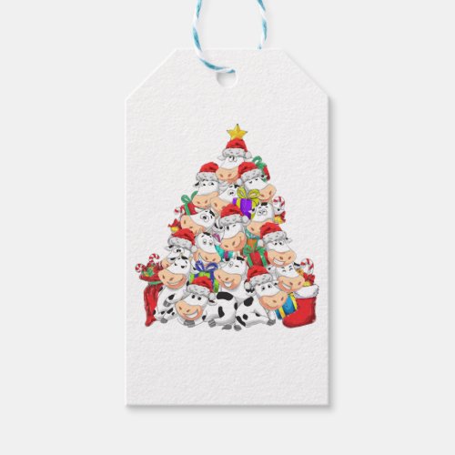Christmas Tree Cow Lover Gift Tags