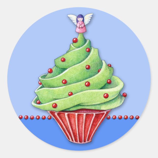 Christmas Tree Cupcake blue2 Sticker (Front)