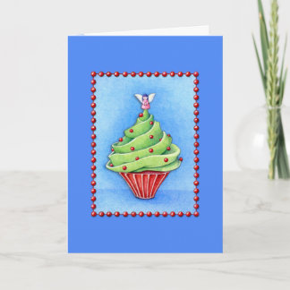 Christmas Tree Cupcake blue Card