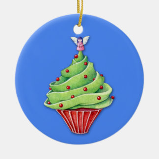 Christmas Tree Cupcake blue Ornament