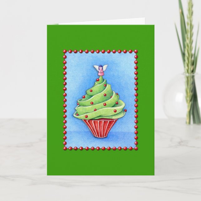 Christmas Tree Cupcake green Card (Front)