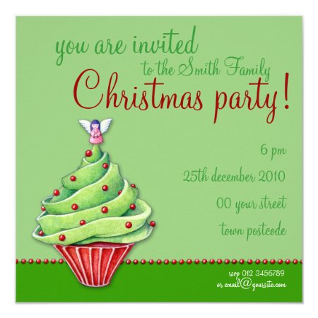Cupcake Party Invitations for the Christmas Holiday