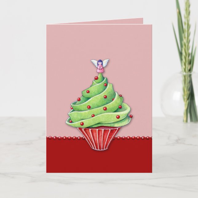 Christmas Tree Cupcake red2 Card (Front)