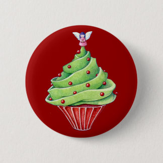 Christmas Tree Cupcake red Button