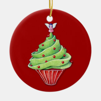 Christmas Tree Cupcake red Ornament