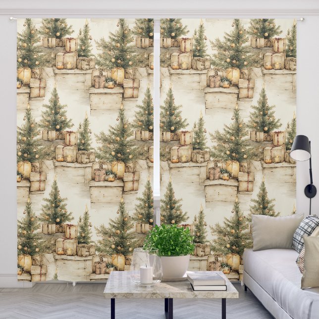 Christmas Tree Curtain Vintage Look (Living Room)