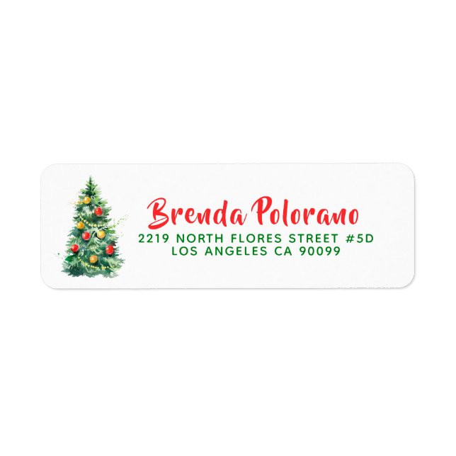 Christmas Tree Custom Modern Typography Label (Front)