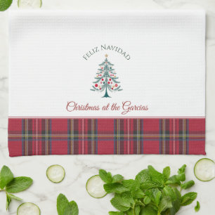 Christmas Tree Custom Name Feliz Navidad Christmas Kitchen Towel