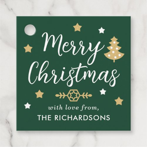 Christmas Tree Custom Name Forest Green Favor Tags