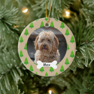 Christmas Tree Custom Pet Puppy Dog Photo Ceramic Ornament