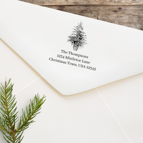 Christmas Tree Custom Return Address Self_inking Stamp