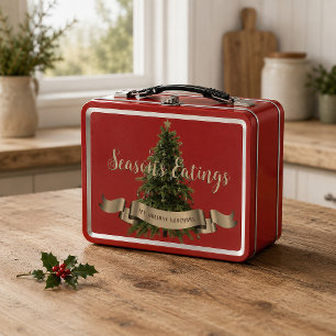 Christmas Tree Custom Season's Eatings Holiday Metal Lunch Box