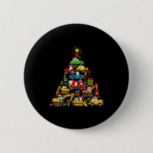 Christmas Tree Cute Construction Truck Xmas Holida Button