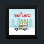 Christmas Tree Cute Custom Personalized Name Gift Box<br><div class="desc">Rustic Blue Car with a Freshly Cut Christmas Tree tied to the top. A cute custom personalized with your name. Celebrate the holiday with this cute and funny way to wish you and yours Merry Christmas.</div>