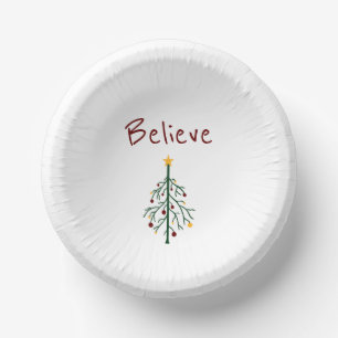 Christmas Tree Cute Trendy Holiday Party Paper Bowls