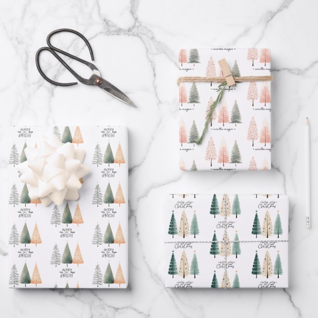 Christmas Tree Cute Wrapping Paper Sheets (Front)