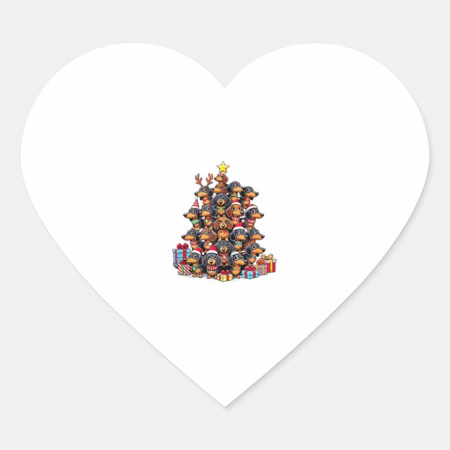 Christmas Tree Dachshund Sausage Dog Dachshunds  Heart Sticker (Front)