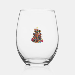 Christmas Tree Dachshund Sausage Dog Dachshunds Stemless Wine Glass