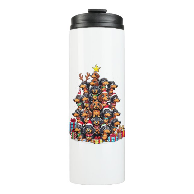 Christmas Tree Dachshund Sausage Dog Dachshunds  Thermal Tumbler (Front)