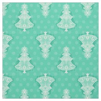 Christmas Tree Damask - Mint Green Fabric by creativetaylor at Zazzle