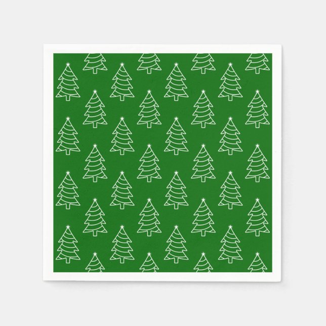 Christmas Tree Dark Green Background Paper Napkin (Front)