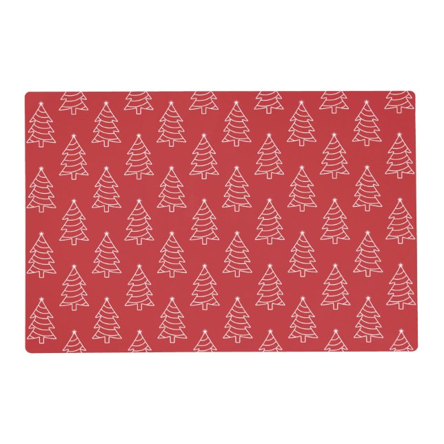 Christmas Tree Dark Red Background Placemat (Front)