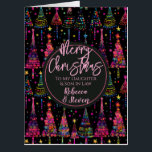 Christmas Tree Daughter Son In Law Oversized Card<br><div class="desc">A gorgeous Merry Christmas oversized card. This bright and colorful design features psychedelic Christmas trees on a dark background. A special way to wish a happy Christmas to family members such as your daughter and son in law.</div>