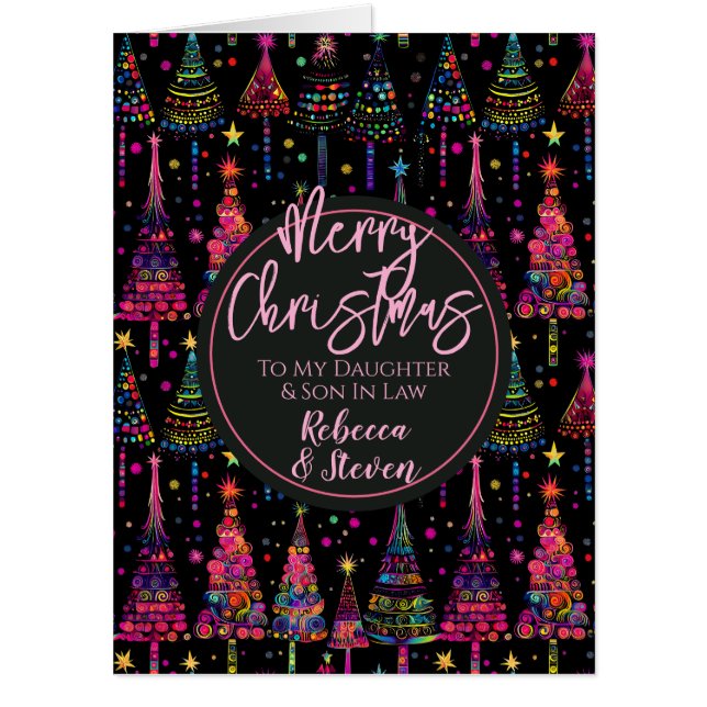 Christmas Tree Daughter Son In Law Oversized Card (Front)