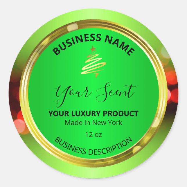 Christmas Tree Decal Green Red Product Labels (Front)