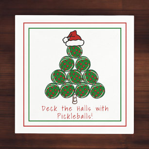 Christmas Tree Deck The Halls With Pickleballs Napkins