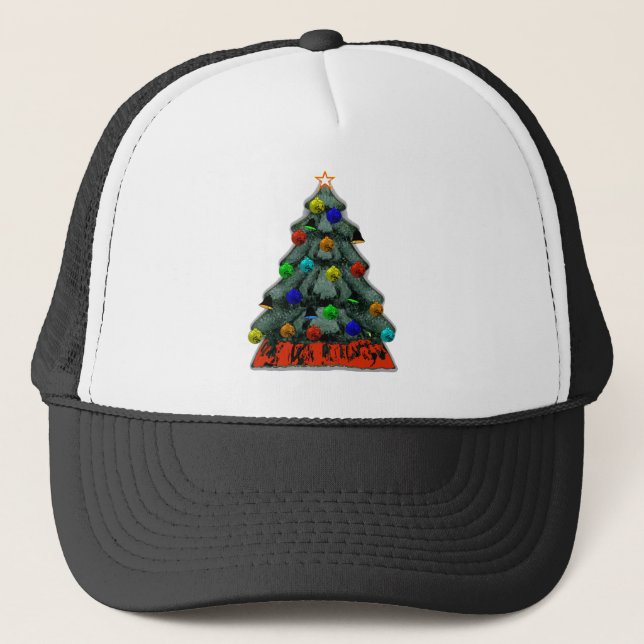 Christmas Tree Decorated The MUSEUM Zazzle Gifts Trucker Hat (Front)