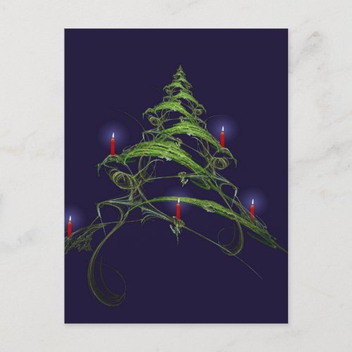 Christmas Tree Decorated With Candles Holiday Postcard